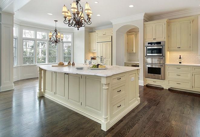 professional installation of laminate flooring in kitchen in Bellvue